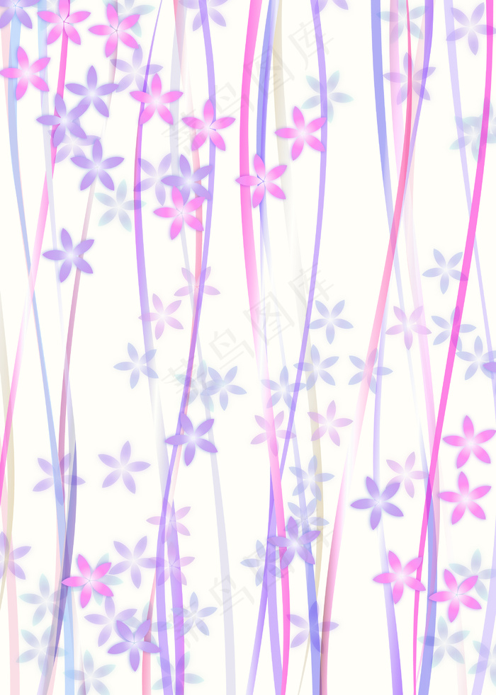 蓝紫线条坠饰五角花瓣背景图