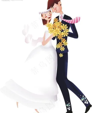 潮流结婚卡通人物图片