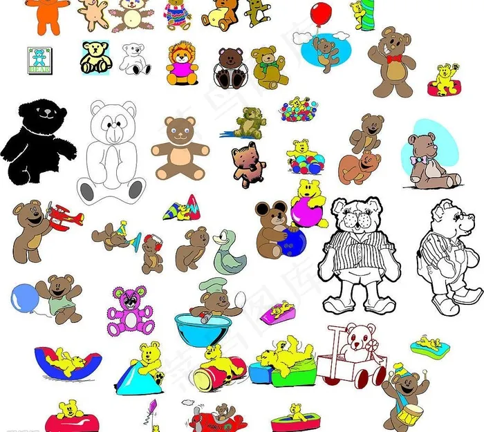 82个可爱抱熊 大熊猫世界 卡通熊...eps,ai矢量模版下载
