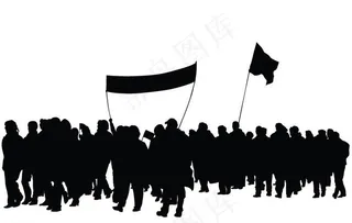 *游行示威人物剪影图片