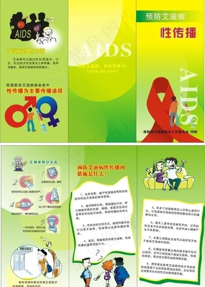 预防艾滋病性传播三折页图片cdr矢量模版下载