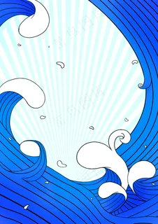 浮世绘简约海浪背景