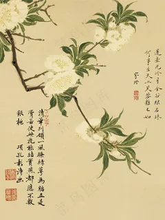 中国风国画诗词花卉电表箱装饰画4