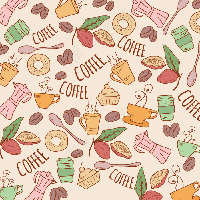 手绘咖啡背景