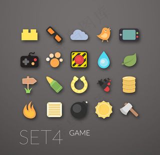 时尚游戏扁平化图标矢量素材图片