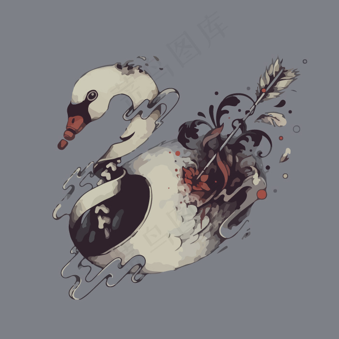 天鹅抽象艺术图案素材