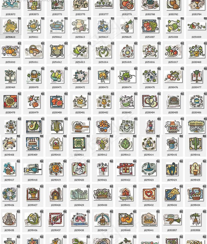 拼贴马赛克效果食物矢量图图片