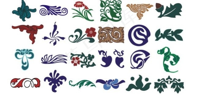 多款抽象植物花卉花纹矢量素材