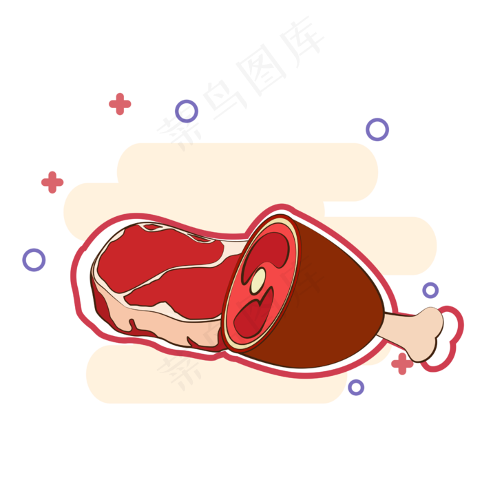 原创矢量卡通肉素材可商用