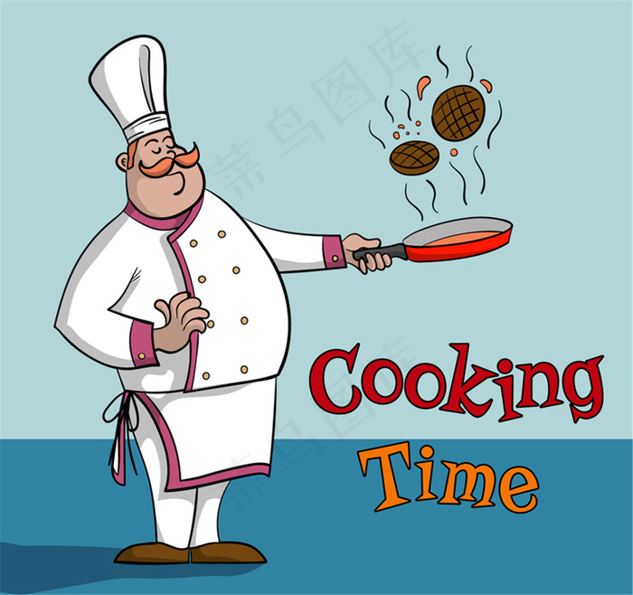 卡通烹饪中的厨师矢量素材