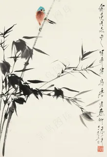 墨竹小鸟图片 墨竹小鸟图片