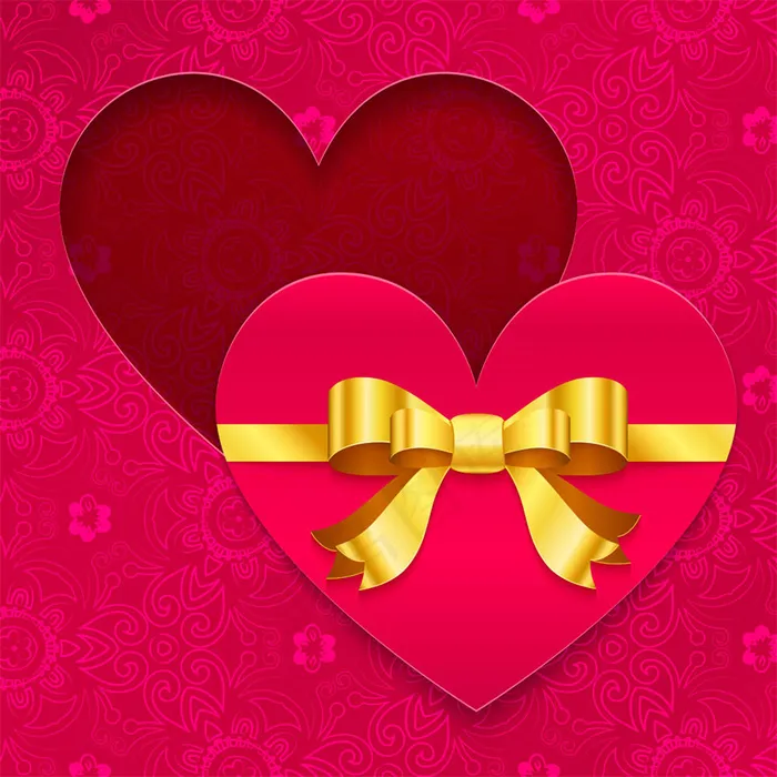 金色蝴蝶结红心情人节图片eps,ai矢量模版下载