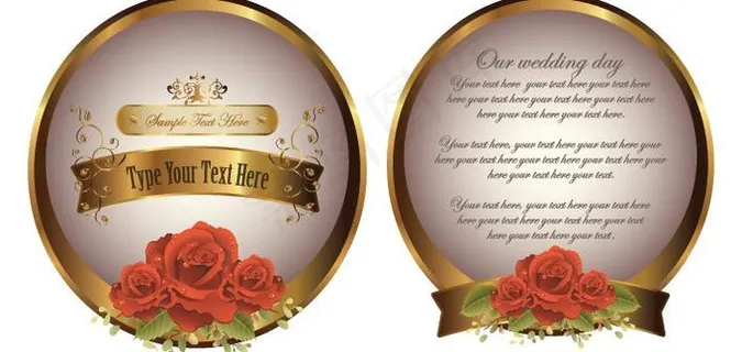 玫瑰花金色欧式label矢量素材图...