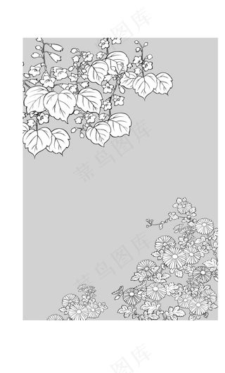 大叶子小碎花矢量素材