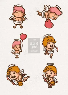 手绘可爱丘比特插画素材