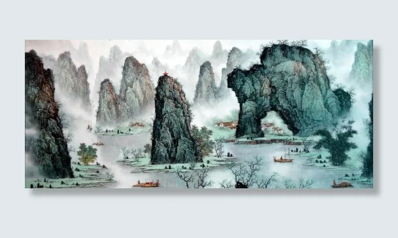 釉上彩桂林山水
