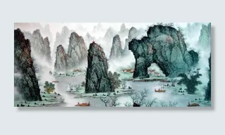 釉上彩桂林山水