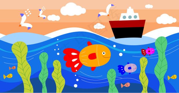 矢量海底元素背景