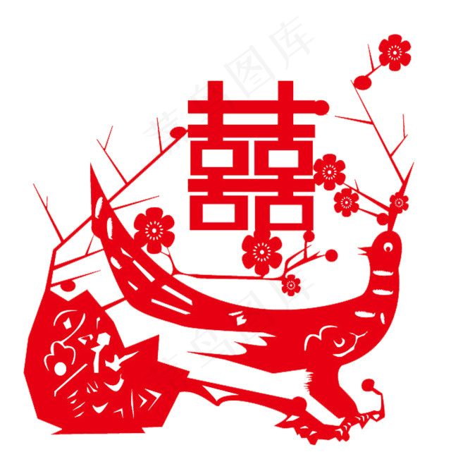 红色喜字psd模版下载