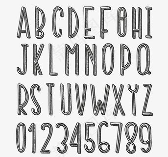 手绘字母与数字设计矢量素材下载