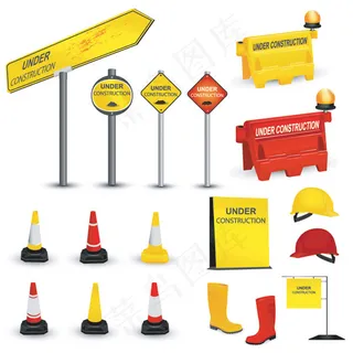 矢量维修道路建设素材设计图片