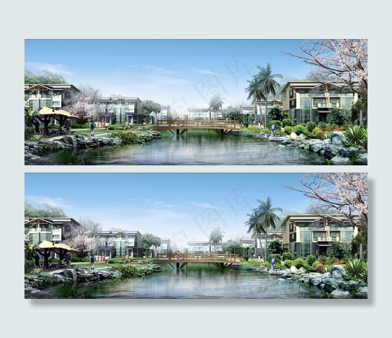 清新大气的房屋建筑(4000X1475(DPI:72))psd模版下载