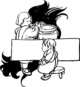 孩子们品尝食物的标题页剪贴画