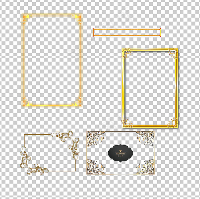 金色古典欧式方形边框