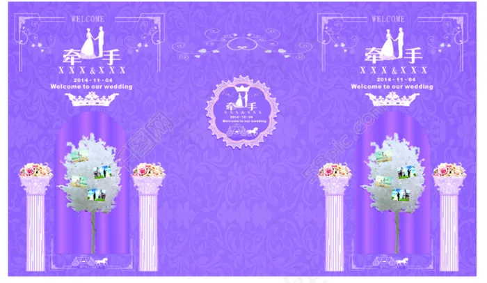 西式婚礼合影cdr矢量模版下载