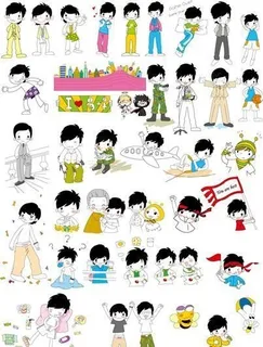 卡通漫画儿童集合矢量素材