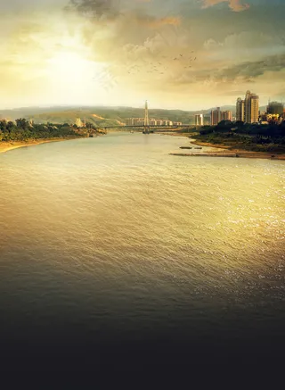 滔滔江水河流风光PSD图片素