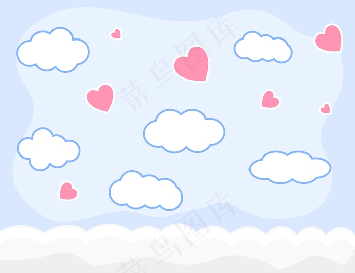 卡通背景-情人节的云彩和天空