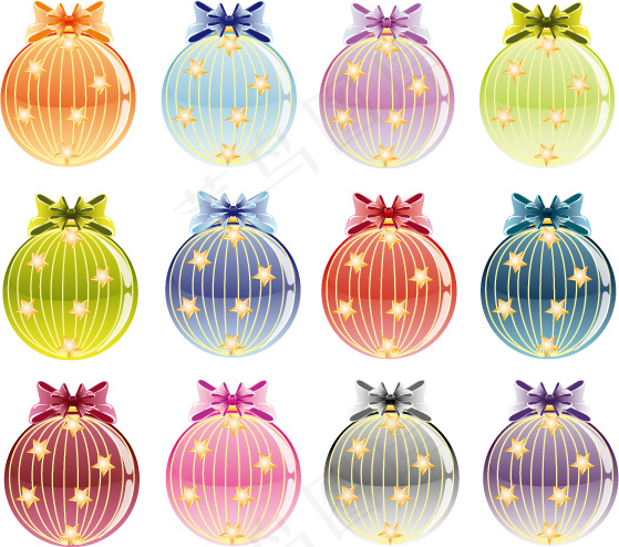 圣诞树和装饰球向量