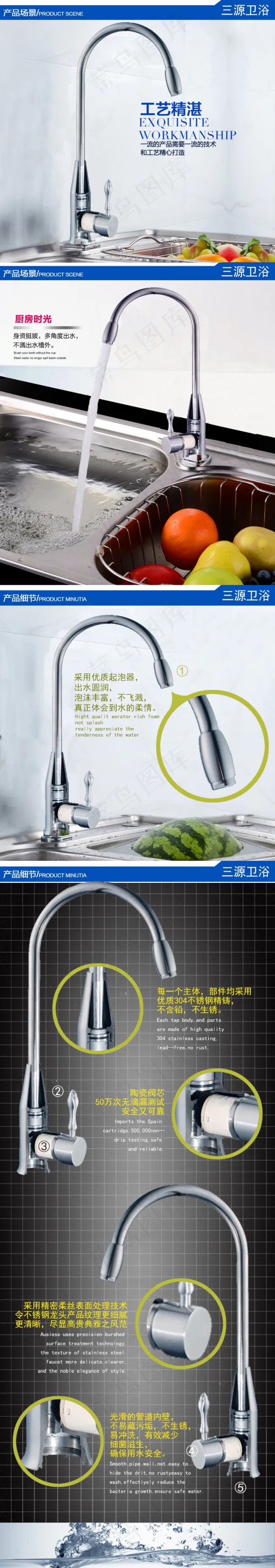 三源卫浴水龙头宝贝详情设计psd模版下载