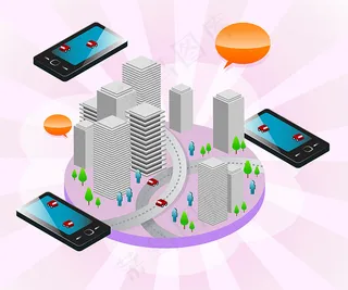 矢量城市建筑手机素材