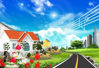 高清 分层 城市 郊外风光图片