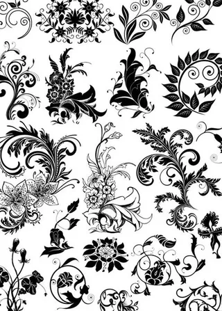 经典黑色花纹矢量素材