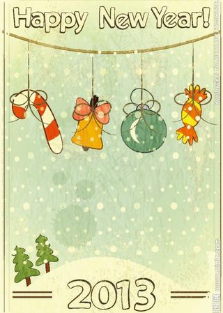 手繪卡通新年卡图片