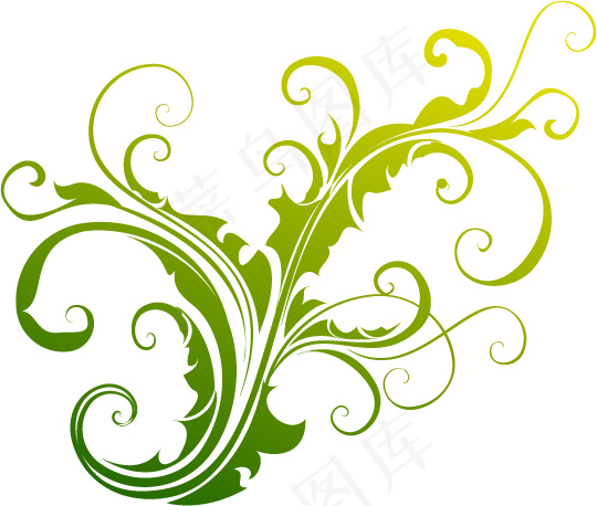 绿色渐变藤蔓插画