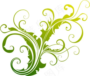 绿色渐变藤蔓插画 绿色渐变藤蔓插画