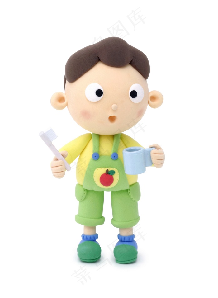 小男孩刷牙啰