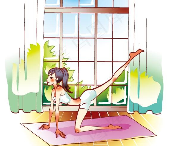 美女健康瑜伽矢量图片ai矢量模版下载