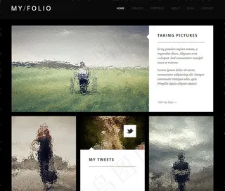 黑色风格个人作品展示网站模版