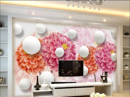 梦幻手绘花卉背景墙
