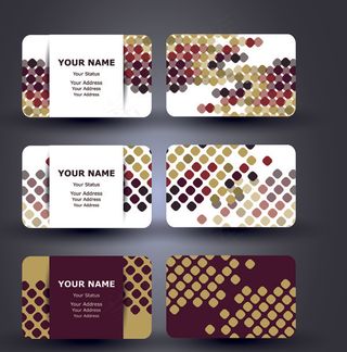 缤纷圆点复古花纹名片矢量素材