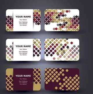 缤纷圆点复古花纹名片矢量素材