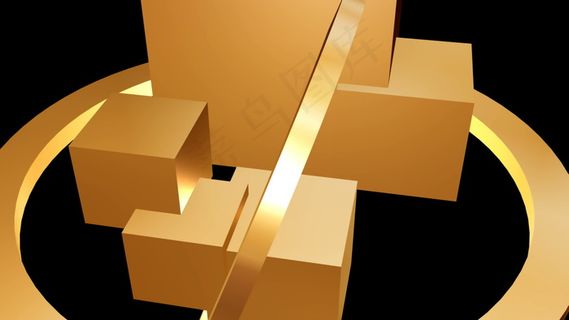 旋转的金盒子和环梁运动的背景 视频...