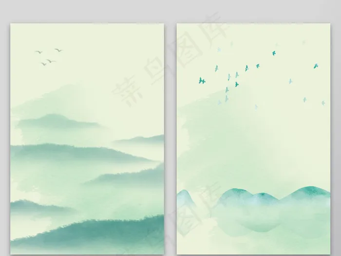 中国古风水墨山水背景设计素材(4724X7087(DPI:200))psd模版下载