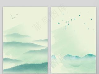 中国古风水墨山水背景设计素材