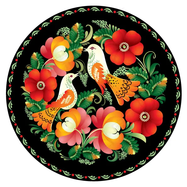 圆型花鸟传统花纹eps,ai矢量模版下载
